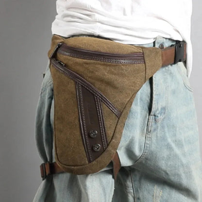 High Quality Canvas/Nylon Male Hip Bum Belt Fanny Pack Motorcycle Riding Shoulder Multi-Function Bag Leg Waist Men Drop Bags