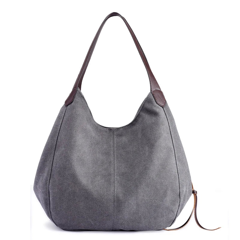 High Quality Canvas Women Handbag Casual Large Capacity Hobos Messenger Bag Female Totes Bolsas Women's Purse Solid Shoulder Bag