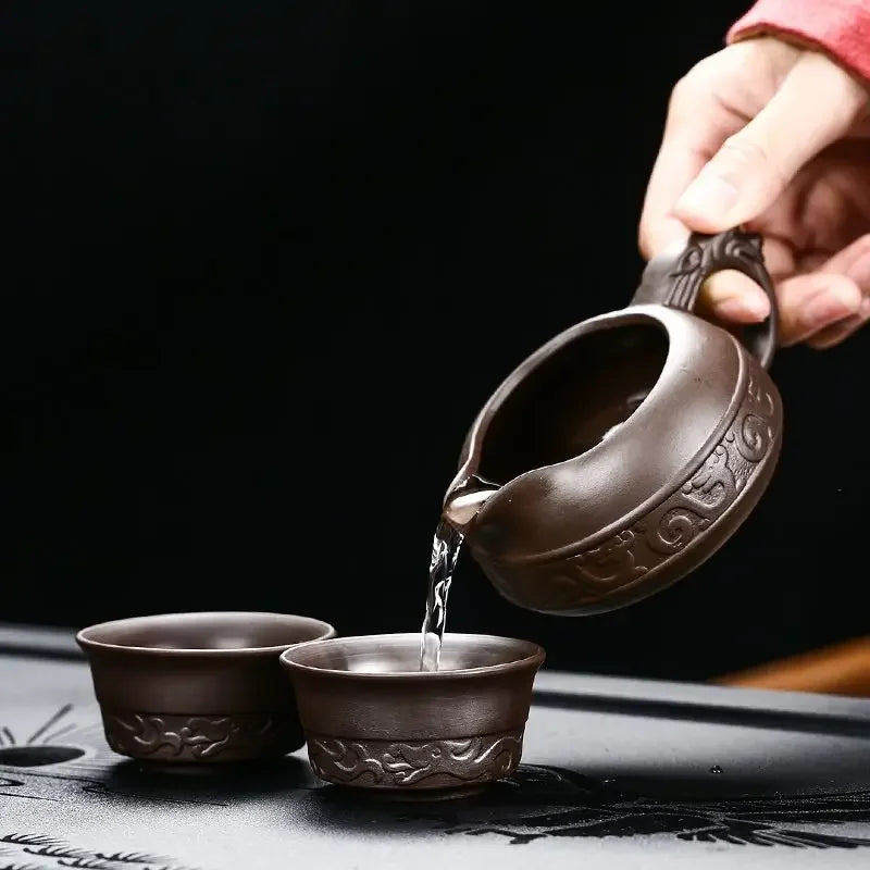 High Quality Ceramic Lazy Man Style Automatic Rotating Insulation Tea Set Suitable for Home Tea Making