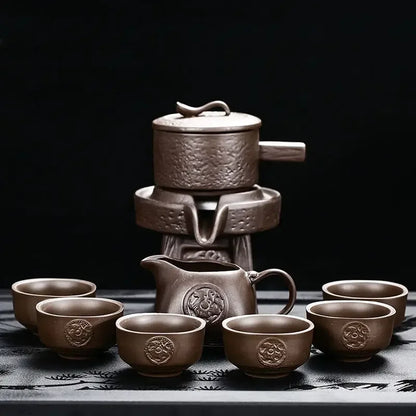 High Quality Ceramic Lazy Man Style Automatic Rotating Insulation Tea Set Suitable for Home Tea Making