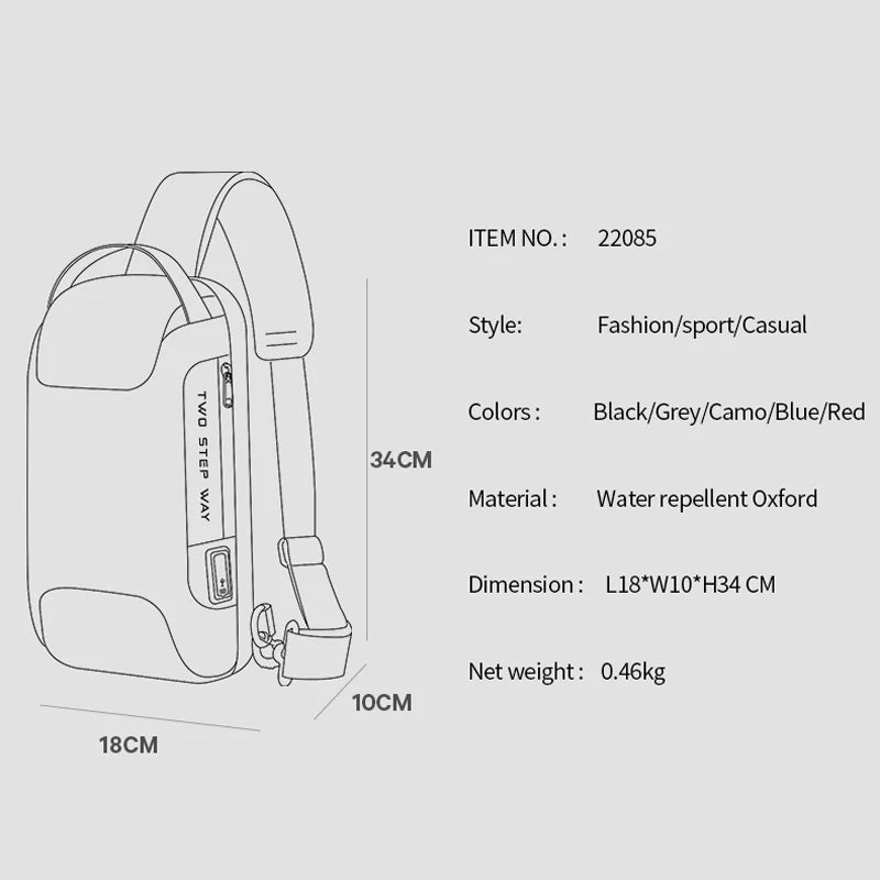High Quality Chest bag Men Password Waterproof Multifunction Crossbody Bag Shoulder Messenger Bags Male Chest Bag Men