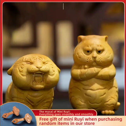 High Quality Cliff Cypress Green Sandalwood Carved Zodiac Cute Tiger  Bring Wealth Tiger Pendant Home Decoration Accessories