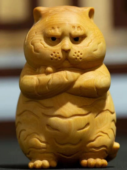 High Quality Cliff Cypress Green Sandalwood Carved Zodiac Cute Tiger  Bring Wealth Tiger Pendant Home Decoration Accessories