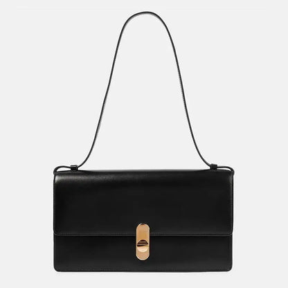 High Quality Commuter Elegant Shoulder Bag Genuine Leather Flip Square Bags Fashion All-match Large Capacity Handbags Purse