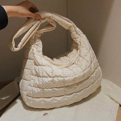 High Quality Cotton Feather Down Women Shoulder Bags Winter Handbags Designer Large Travel Ladies Tote Bag Female Messenger Bag