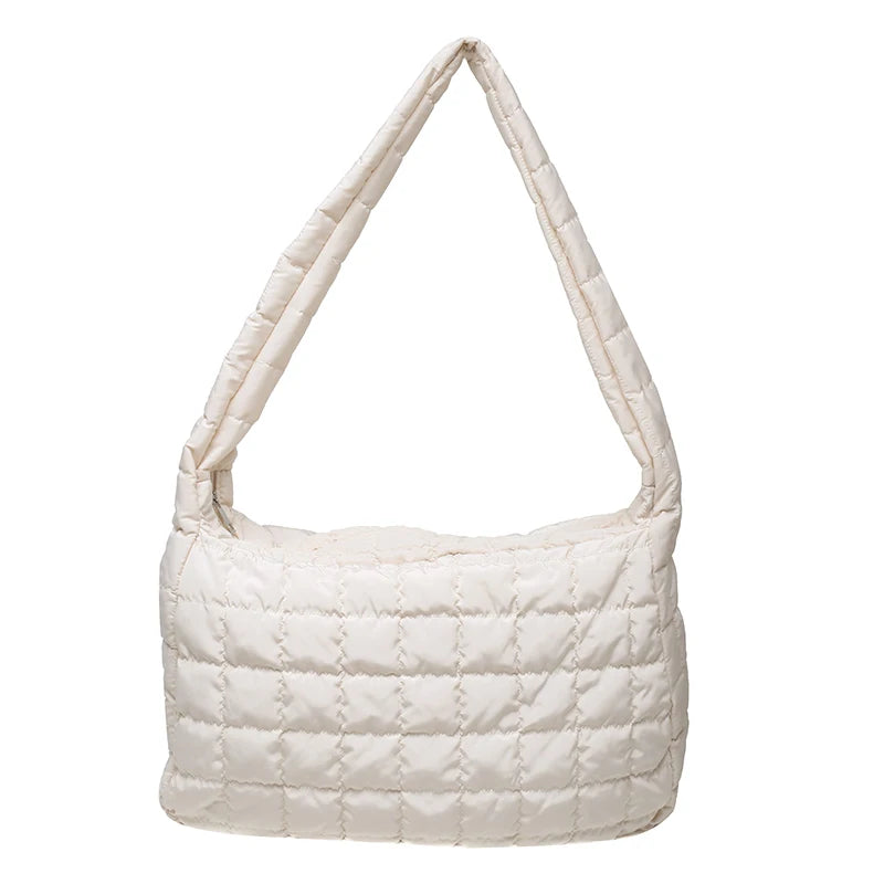High Quality Cotton Feather Down Women Shoulder Bags Winter Handbags Designer Large Travel Ladies Tote Bag Female Messenger Bag