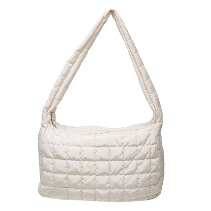 High Quality Cotton Feather Down Women Shoulder Bags Winter Handbags Designer Large Travel Ladies Tote Bag Female Messenger Bag