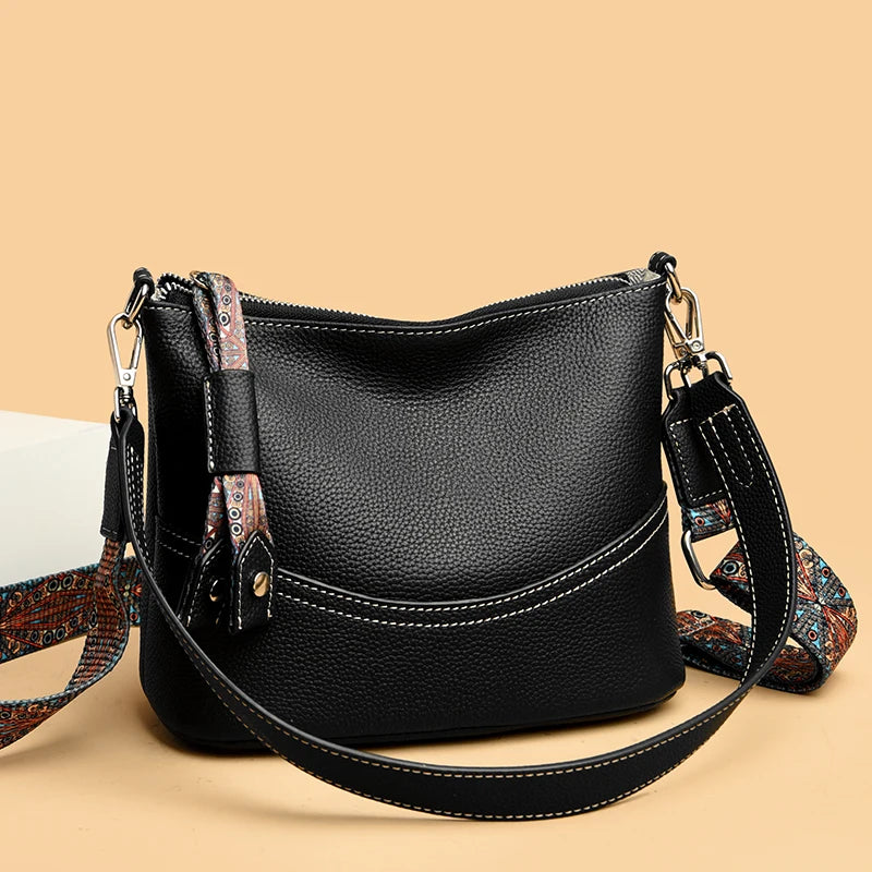 High Quality Cow Leather Purse and Handbags for Female Luxury Genuine Leather Women Bags 2024 Ladies Shoulder Crossbody Tote Sac