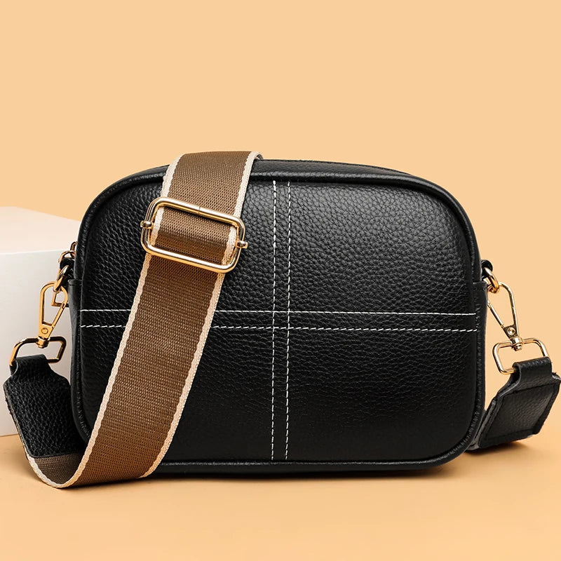 High Quality Cow Leather Shoulder Bag Crossbody for Women 2023 Fashion Pure Colour Soft Genuine Leather Handbag Messenger Bags