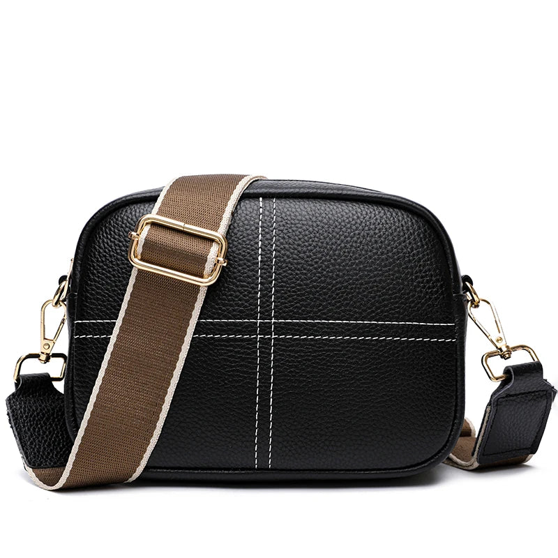 High Quality Cow Leather Shoulder Bag Crossbody for Women 2023 Fashion Pure Colour Soft Genuine Leather Handbag Messenger Bags