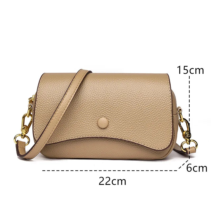 High Quality Cow Leather Shoulder Crossbody Bag for Women Designer Solid Genuine Leather Small Handbag Female Messenger Tote Sac