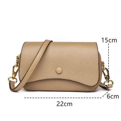 High Quality Cow Leather Shoulder Crossbody Bag for Women Designer Solid Genuine Leather Small Handbag Female Messenger Tote Sac