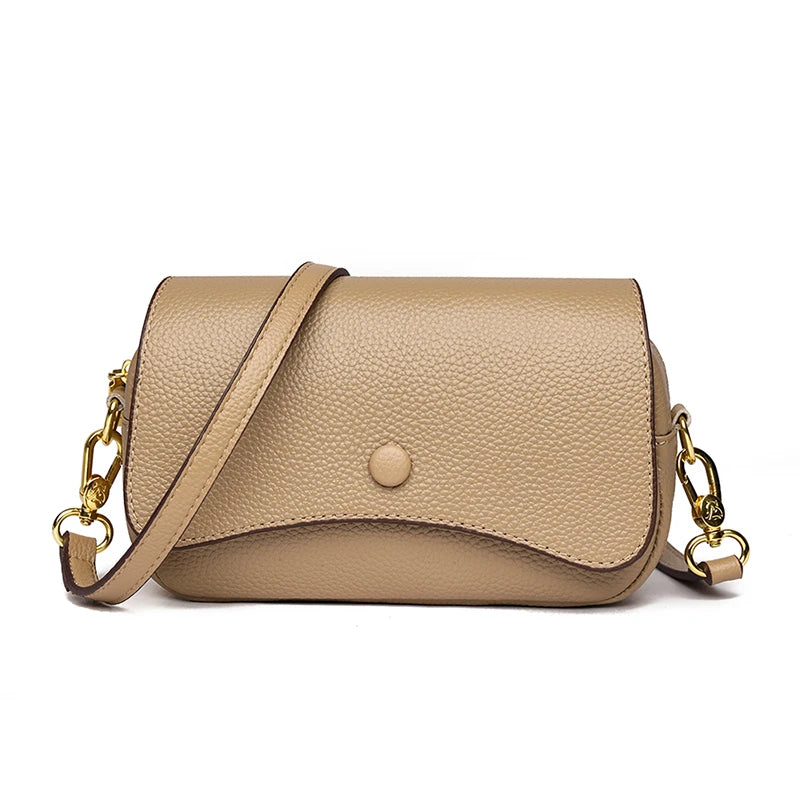 High Quality Cow Leather Shoulder Crossbody Bag for Women Designer Solid Genuine Leather Small Handbag Female Messenger Tote Sac