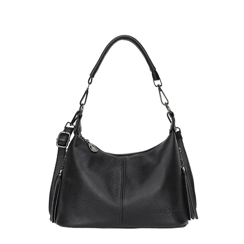 High Quality Cow Leather Women Shoulder Crossbody Bags Luxury Tassal  Bags Casual Genuine Leather Handbag Female Tote Sac 2024