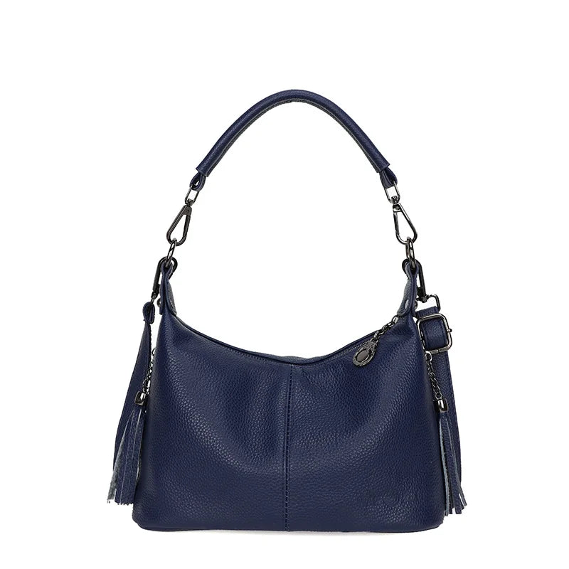 High Quality Cow Leather Women Shoulder Crossbody Bags Luxury Tassal  Bags Casual Genuine Leather Handbag Female Tote Sac 2024