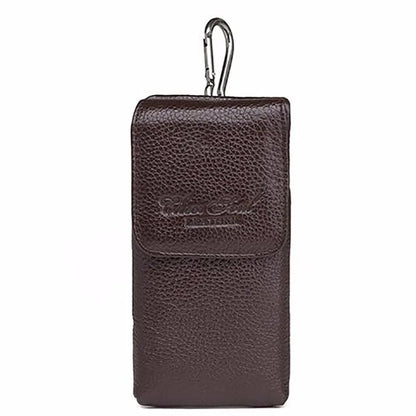 High Quality Cowhide Waist Bags Loop Skin Belt Fanny Pack Male Casual Hook 5-6'' Genuine Leather Men Mobile/Cell Phone Case Bag