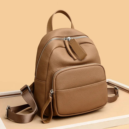 High Quality Cowhide Women's Backpack Designer Schoolbag Travel Solid Color Backpacks 2023 Luxury Genuine Leather Women Backpack