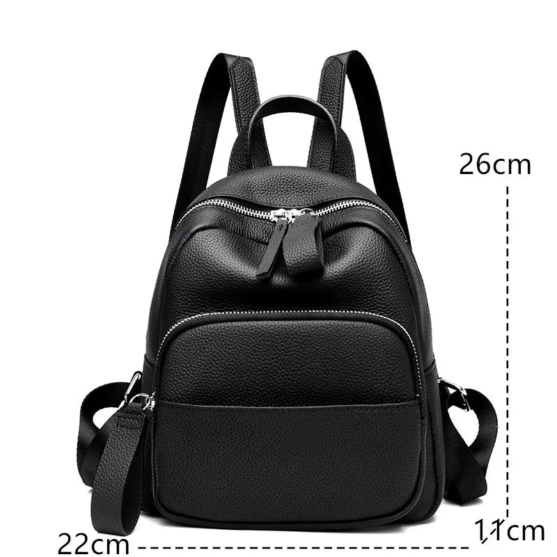 High Quality Cowhide Women's Backpack Designer Schoolbag Travel Solid Color Backpacks 2023 Luxury Genuine Leather Women Backpack