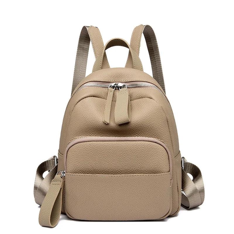 High Quality Cowhide Women's Backpack Designer Schoolbag Travel Solid Color Backpacks 2023 Luxury Genuine Leather Women Backpack