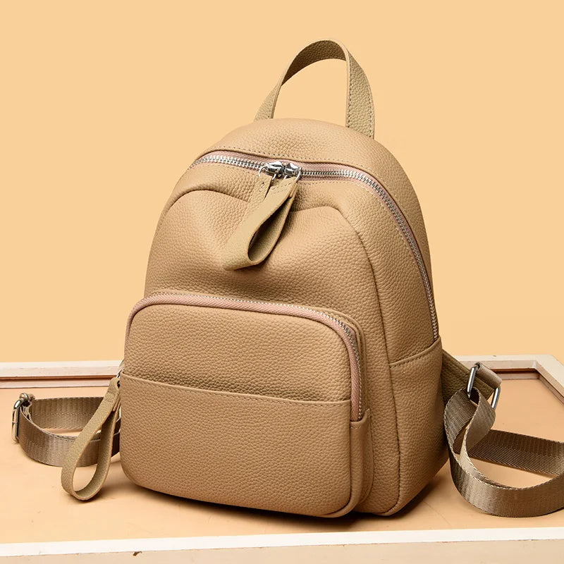 High Quality Cowhide Women's Backpack Designer Schoolbag Travel Solid Color Backpacks 2023 Luxury Genuine Leather Women Backpack