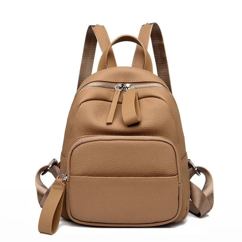 High Quality Cowhide Women's Backpack Designer Schoolbag Travel Solid Color Backpacks 2023 Luxury Genuine Leather Women Backpack