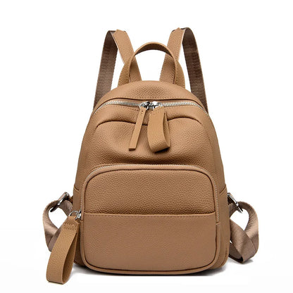 High Quality Cowhide Women's Backpack Designer Schoolbag Travel Solid Color Backpacks 2023 Luxury Genuine Leather Women Backpack