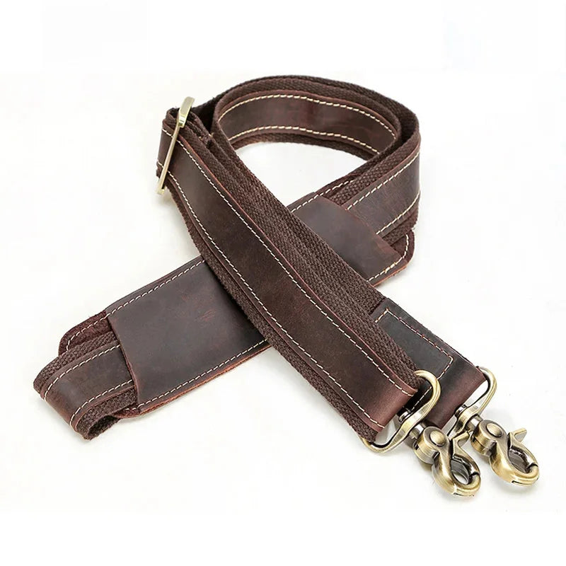 High Quality Crazy Horse Shoulder Strap Genuine Leather Straps For Travel Briefcase Bag strap for Handbags
