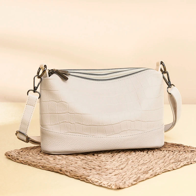 High Quality Crocod Pattern Genuine Leather Shoulder Crossbody Bag for Women 2023 Designer 3 Layers Cowhide Handbags Women's bag