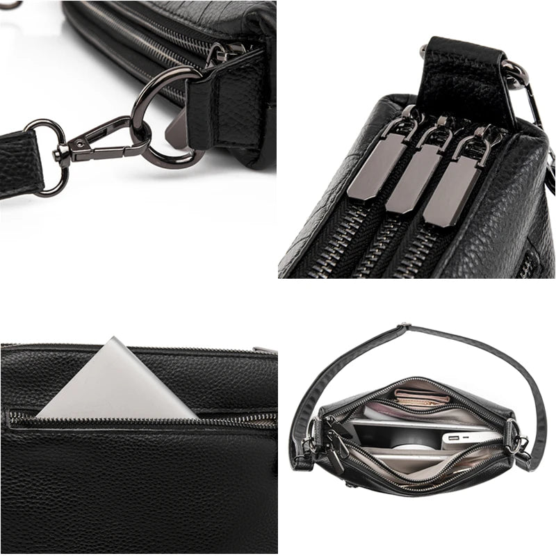 High Quality Crocod Pattern Genuine Leather Shoulder Crossbody Bag for Women 2023 Designer 3 Layers Cowhide Handbags Women's bag