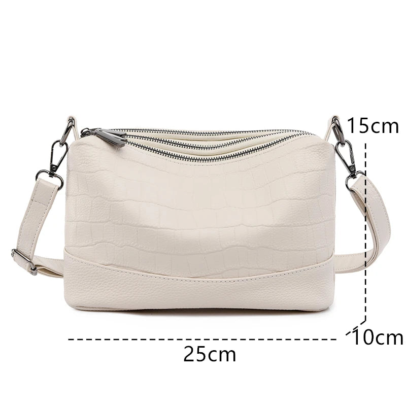 High Quality Crocod Pattern Genuine Leather Shoulder Crossbody Bag for Women 2023 Designer 3 Layers Cowhide Handbags Women's bag