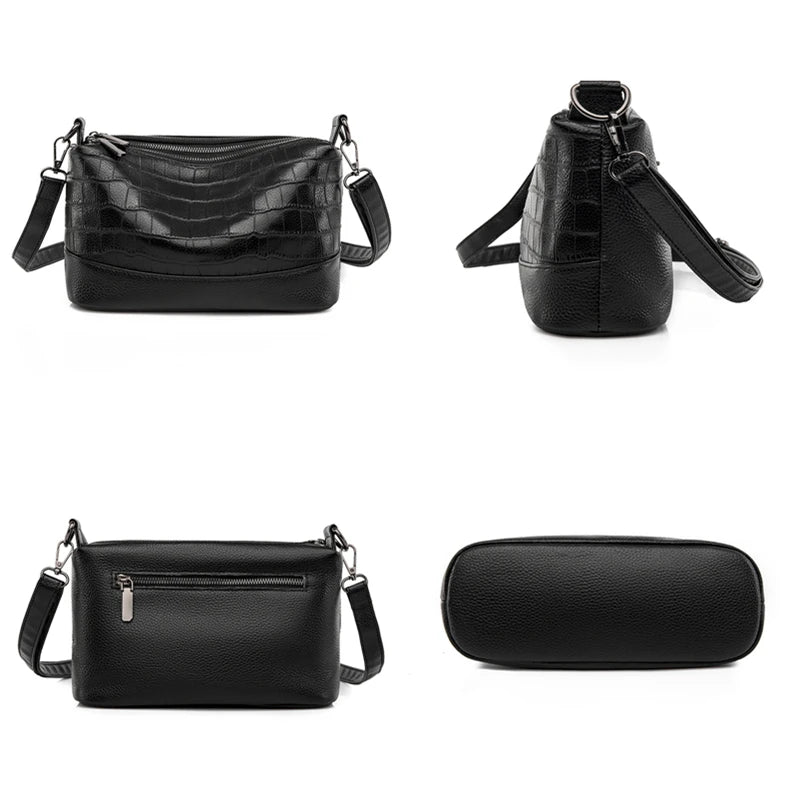 High Quality Crocod Pattern Genuine Leather Shoulder Crossbody Bag for Women 2023 Designer 3 Layers Cowhide Handbags Women's bag