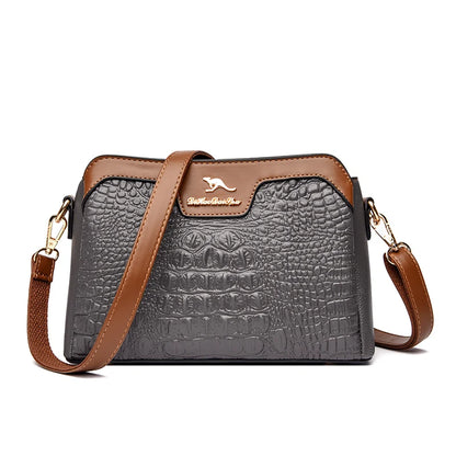 High Quality Crocod Pattern Leather Shoulder Crossbody Bag For Women Designer 3 Layers Handbag Luxury Small Female Messenger Sac