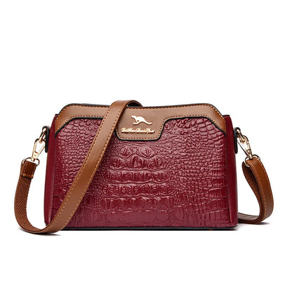 High Quality Crocod Pattern Leather Shoulder Crossbody Bag For Women Designer 3 Layers Handbag Luxury Small Female Messenger Sac