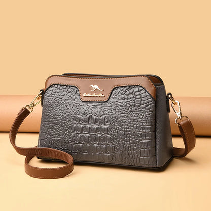 High Quality Crocod Pattern Leather Shoulder Crossbody Bag For Women Designer 3 Layers Handbag Luxury Small Female Messenger Sac