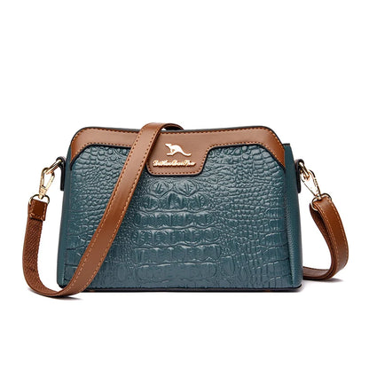 High Quality Crocod Pattern Leather Shoulder Crossbody Bag For Women Designer 3 Layers Handbag Luxury Small Female Messenger Sac