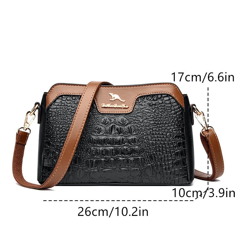 High Quality Crocod Pattern Leather Shoulder Crossbody Bag For Women Designer 3 Layers Handbag Luxury Small Female Messenger Sac