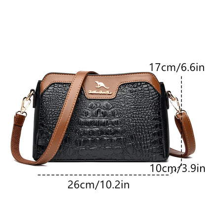 High Quality Crocod Pattern Leather Shoulder Crossbody Bag For Women Designer 3 Layers Handbag Luxury Small Female Messenger Sac