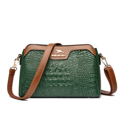 High Quality Crocod Pattern Leather Shoulder Crossbody Bag For Women Designer 3 Layers Handbag Luxury Small Female Messenger Sac
