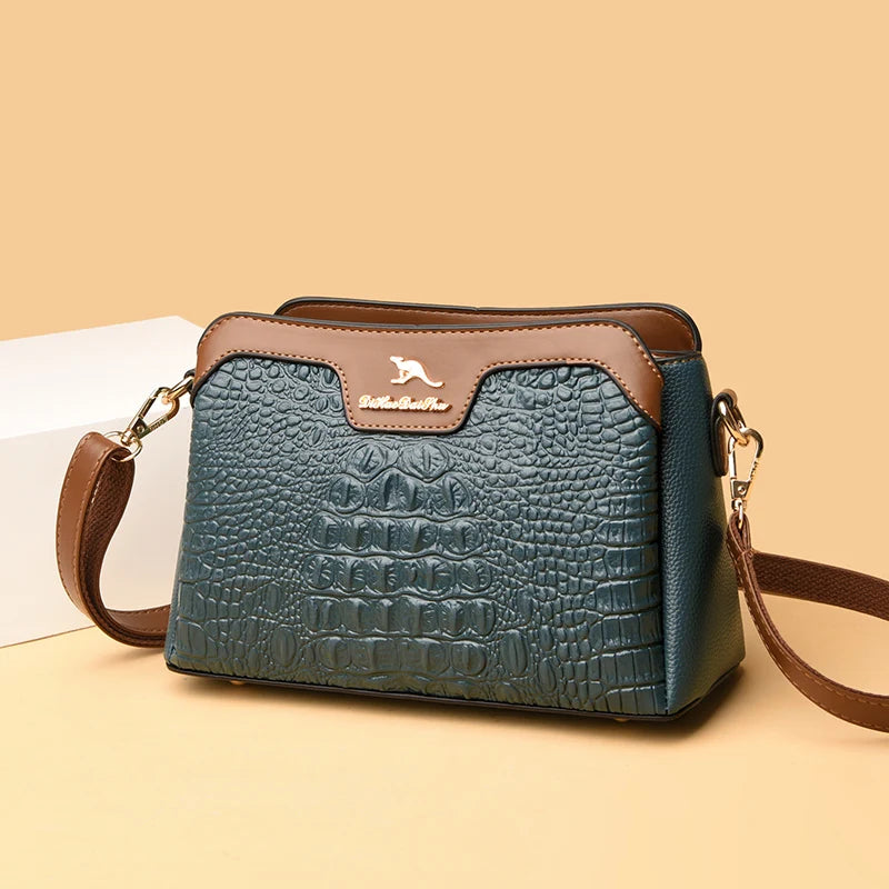 High Quality Crocod Pattern Leather Shoulder Crossbody Bag For Women Designer 3 Layers Handbag Luxury Small Female Messenger Sac