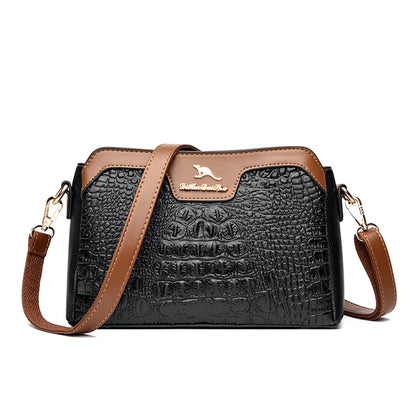 High Quality Crocod Pattern Leather Shoulder Crossbody Bag For Women Designer 3 Layers Handbag Luxury Small Female Messenger Sac