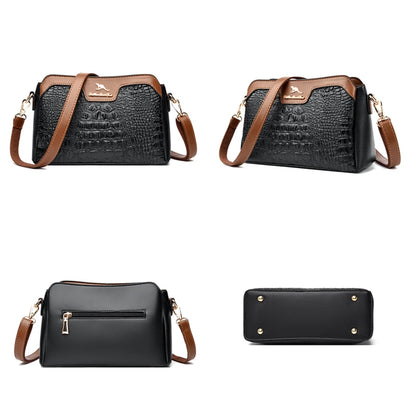 High Quality Crocod Pattern Leather Shoulder Crossbody Bag For Women Designer 3 Layers Handbag Luxury Small Female Messenger Sac