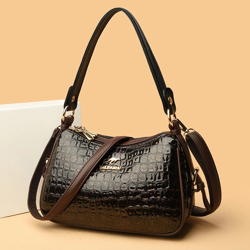 High Quality Crocodile Leather Pattern Shoulder Messenger Bag for Women 2023 Fashion Solid Color Luxury Ladies Handbag Women Bag