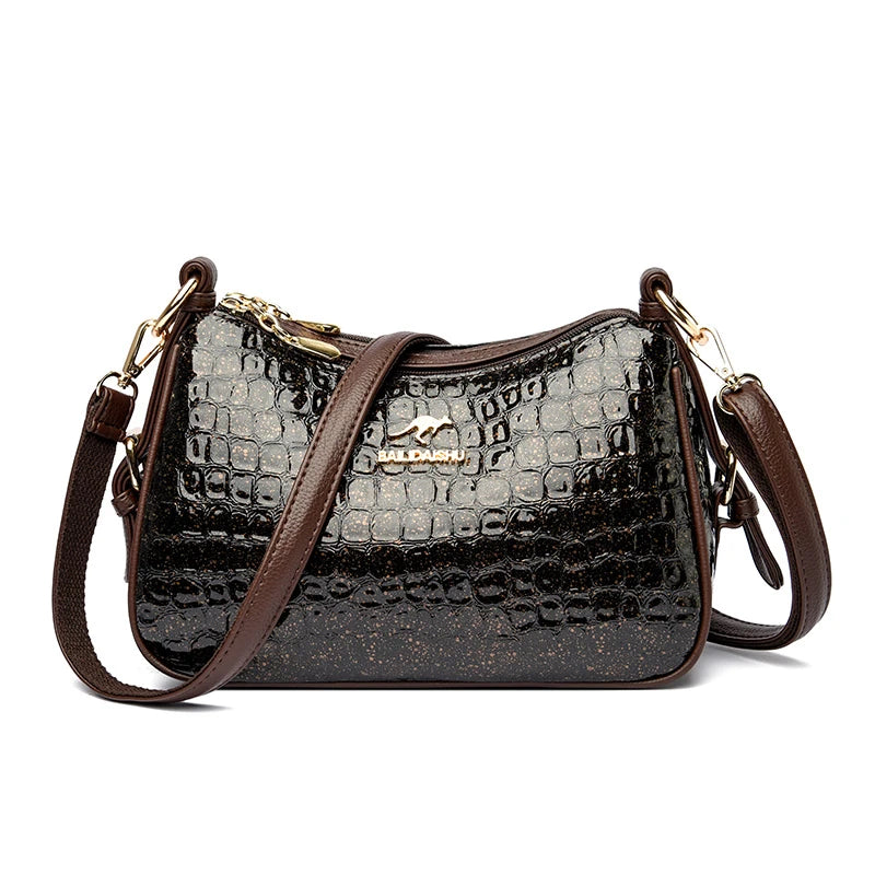 High Quality Crocodile Leather Pattern Shoulder Messenger Bag for Women 2023 Fashion Solid Color Luxury Ladies Handbag Women Bag