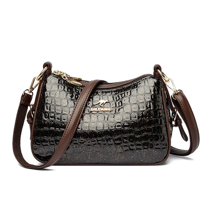 High Quality Crocodile Leather Pattern Shoulder Messenger Bag for Women 2023 Fashion Solid Color Luxury Ladies Handbag Women Bag