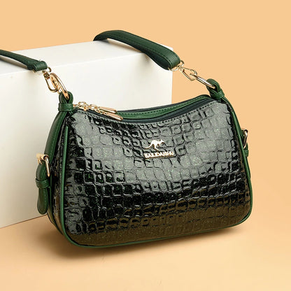 High Quality Crocodile Leather Pattern Shoulder Messenger Bag for Women 2023 Fashion Solid Color Luxury Ladies Handbag Women Bag