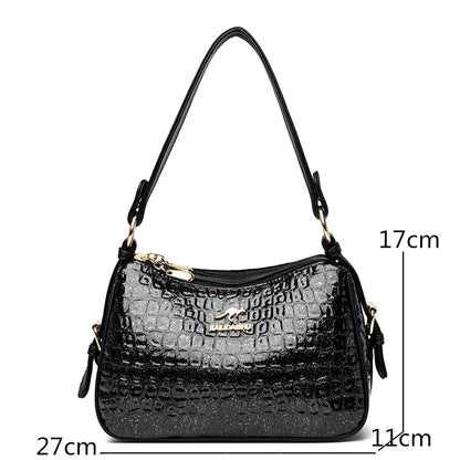 High Quality Crocodile Leather Pattern Shoulder Messenger Bag for Women 2023 Fashion Solid Color Luxury Ladies Handbag Women Bag