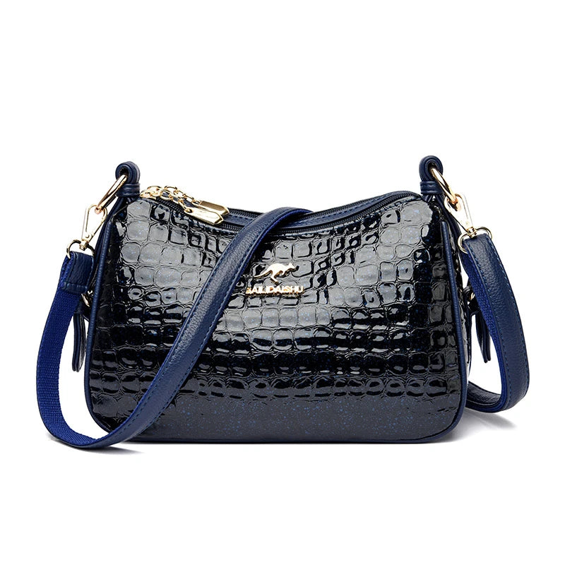 High Quality Crocodile Leather Pattern Shoulder Messenger Bag for Women 2023 Fashion Solid Color Luxury Ladies Handbag Women Bag