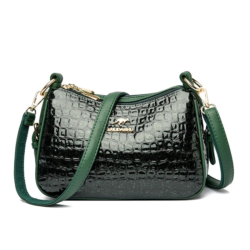 High Quality Crocodile Leather Pattern Shoulder Messenger Bag for Women 2023 Fashion Solid Color Luxury Ladies Handbag Women Bag