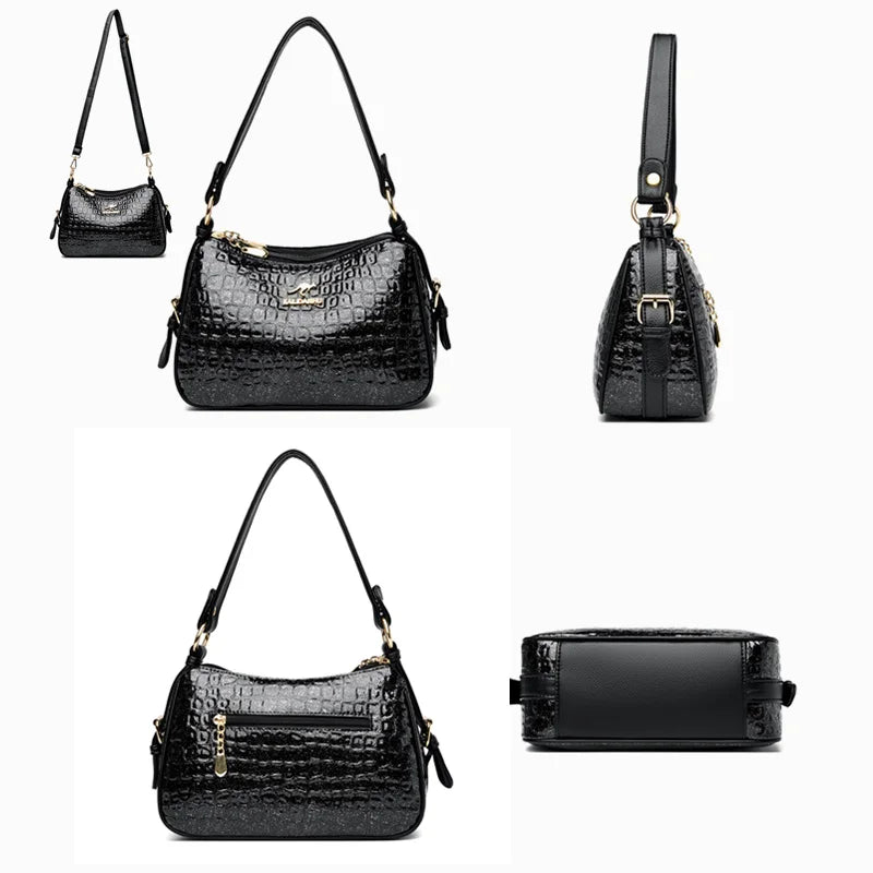 High Quality Crocodile Leather Pattern Shoulder Messenger Bag