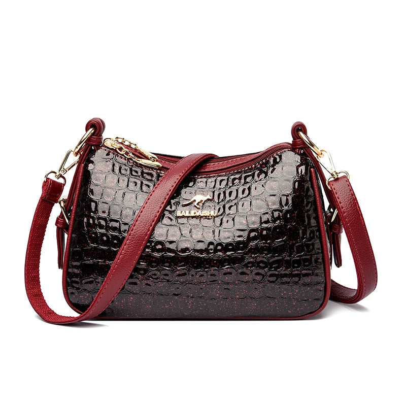 High Quality Crocodile Leather Pattern Shoulder Messenger Bag for Women 2023 Fashion Solid Color Luxury Ladies Handbag Women Bag